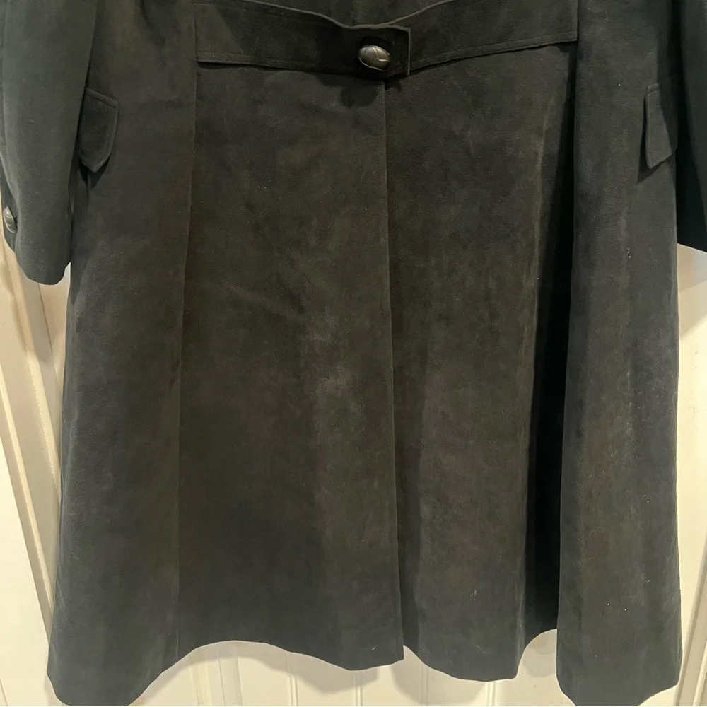 Virginia Holmes Elegant‎ Faux Suede Black Long Coat. Size Medium.